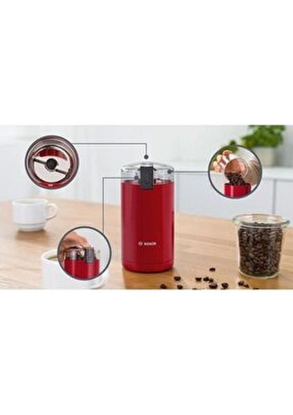 Kırmızı Kahve Değirmeni Paslanmaz Çelik Bıçaklar ile Uzun Süreli Kullanım