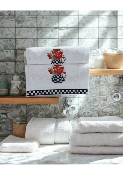 Damalı 2'li Lüks Havlu Takım