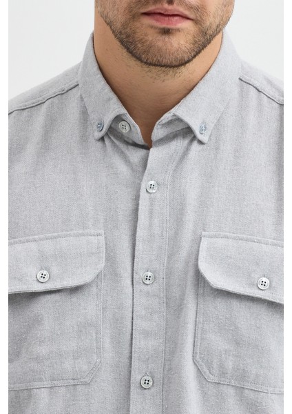 Kaşmir Görünümlü Çift Cepli Regular Fit Uzun Kollu Erkek Gömlek fırsatları