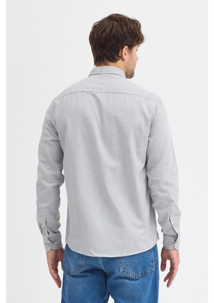 Kaşmir Görünümlü Çift Cepli Regular Fit Uzun Kollu Erkek Gömlek