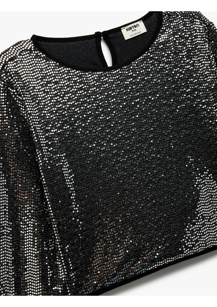 Uzun Kollu Bisiklet Yaka Parlak Bluz modelleri