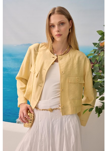 Modal Crop Ceket Soft Sarı indirimleri