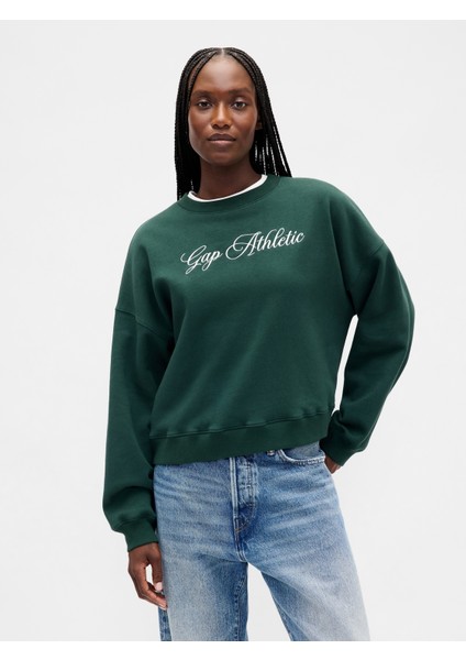 Kadın Koyu Yeşil Vintagesoft Gap Logo Wedge Sweatshirt