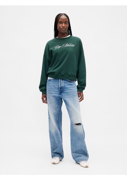 Kadın Koyu Yeşil Vintagesoft Gap Logo Wedge Sweatshirt indirimleri