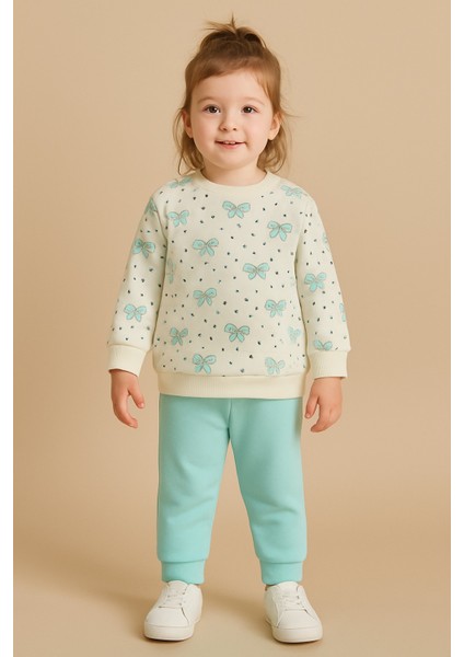 Kız Çocuk Kurdele Desenli Pamuklu 2'li Pijama Takımı fırsatları