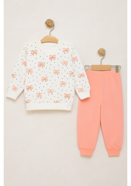 Kız Çocuk Kurdele Desenli Pamuklu 2'li Pijama Takımı fırsatları