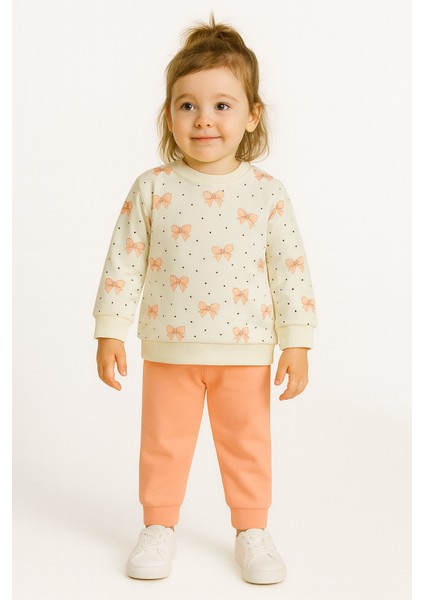 Kız Çocuk Kurdele Desenli Pamuklu 2'li Pijama Takımı indirimleri