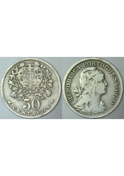 Portekiz 50 Centavos 1930 Nadir Tarih.