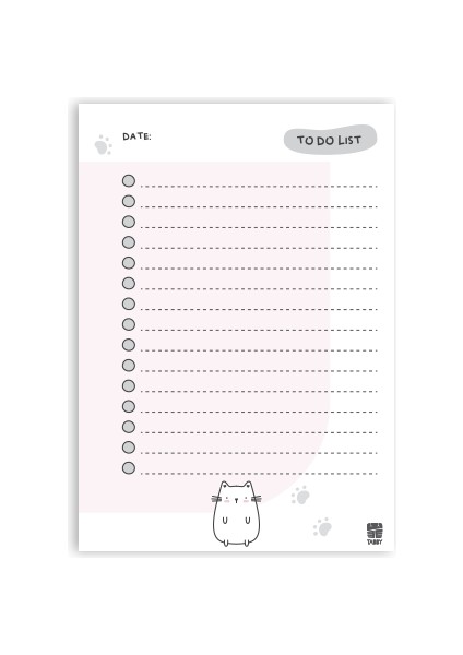 Sevimli Kedi To Do List Bloknot - Pembe