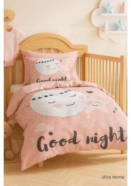 Yenidoğan Kız Bebek Nevresim Takımı &AMP;#37;100 Pamuklu Good Night