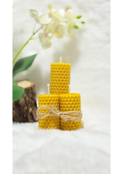 3’lü Dekoratif Doğal Petek Balmumu Mumu