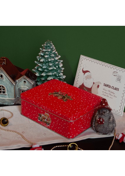 Home Let It Snow Menteşeli Metal Saklama Kutusu - Kırmızı Araba