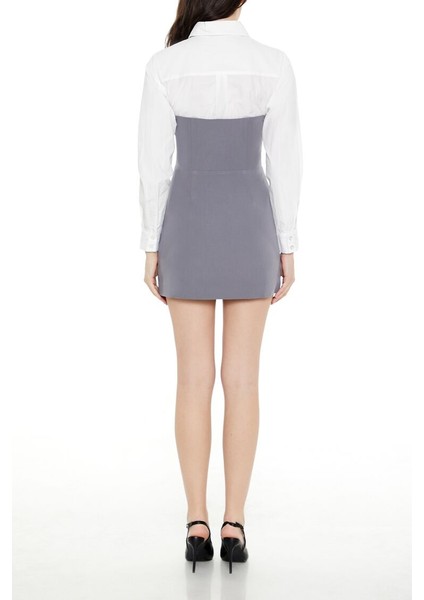 Gömlek Detaylı Straplez Mini Elbise indirimleri