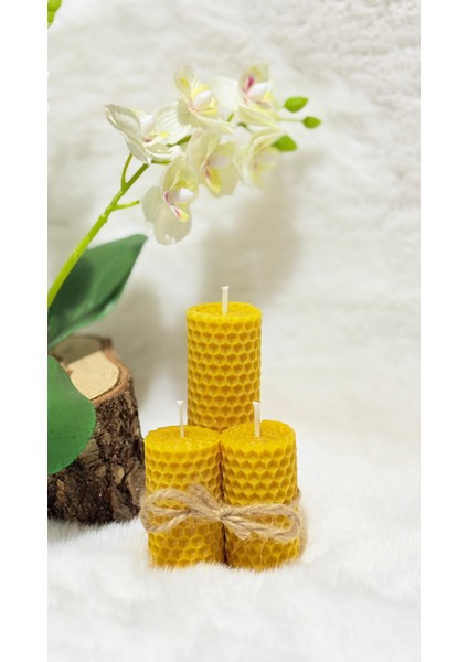 3’lü Dekoratif Doğal Petek Balmumu Mumu fiyatları