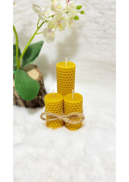 3’lü Dekoratif Doğal Petek Balmumu Mumu modelleri