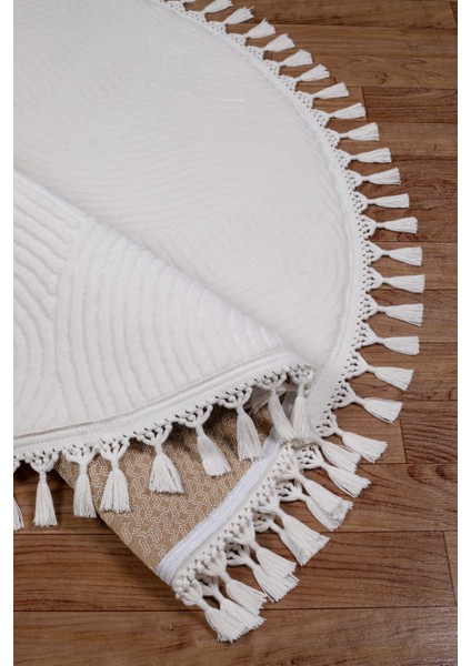 Rölyef Joy Daire Vizon Kaymaz Taban Kesme Halı Pon Pon