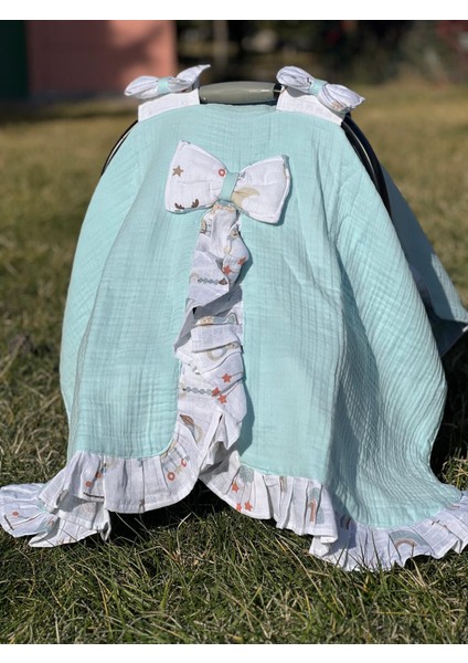 Dört Kat Müslin %100 Pamuk Bebek Puset Örtüsü ve Yastığı fiyatları