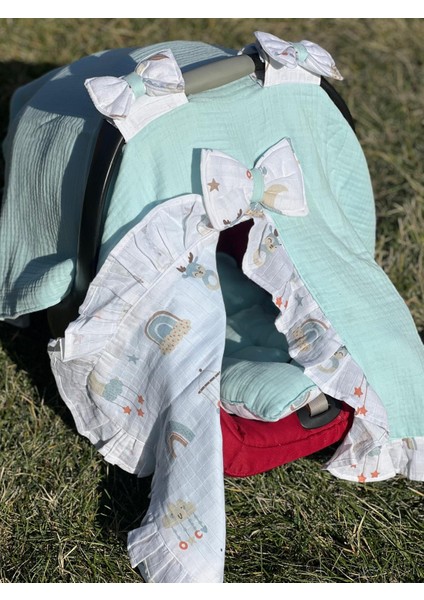 Dört Kat Müslin %100 Pamuk Bebek Puset Örtüsü ve Yastığı modelleri