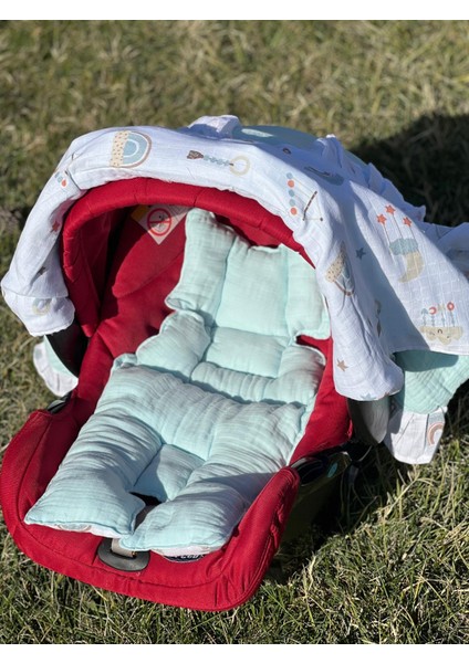 Dört Kat Müslin %100 Pamuk Bebek Puset Örtüsü ve Yastığı fırsatları