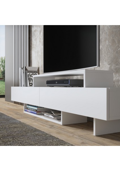 Hunerika Mimario 2 Kapaklı Tv Ünitesi-Beyaz-Minifiks Bağlantılı modelleri