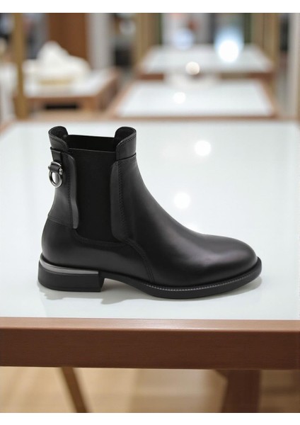 D25KB-8325 Siyah Hakiki Deri Tam Ortopedik Günlük Kadın Bot