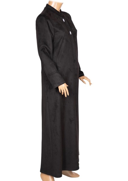 Hesna Kadın Serez Büyük Beden Süet Yanı Cepli Kışlık Siyah Pardesü fırsatları