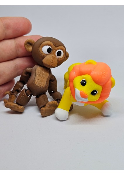 Aysbistudio Minik 2li Sevimli Maymun ve Aslan Figür Hayvan Oyuncak – Flexi Hayvan Figür +4 Yaş - Bpa Free indirimleri