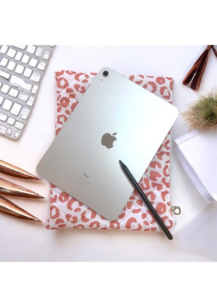 Leopar Desenli Laptop Tablet Çantası 11 Inç 12 Inç Uyumlu modelleri