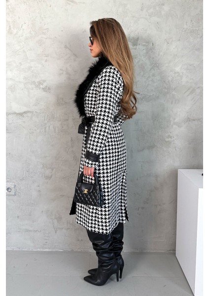 Kadın Yaka Kürklü Kazayağı Uzun Kaban fiyatları