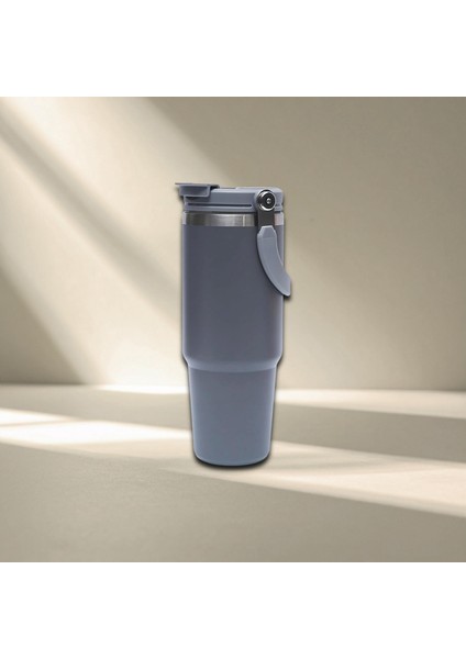 Pipetli Termos Bardak 900 ml Paslanmaz Çelik -Çift Kullanımlı Kapak