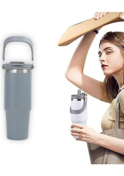 Pipetli Termos Bardak 900 ml Paslanmaz Çelik -Çift Kullanımlı Kapak