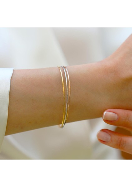 Ajda Modeli 3'lü Gold Gümüş Bileklik fiyatları