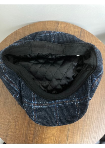Erkek Kışlık Kaşe Kumaş Desenli Arkası Lastikli Standart Kasket Şapka (Newsboy Cap) fırsatları