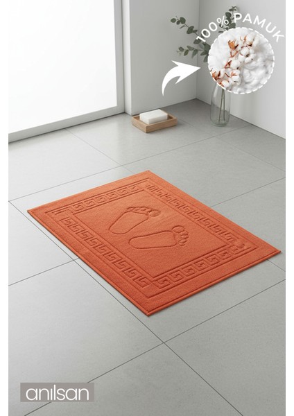 Kiremit Greek Ayak Havlusu - 50x70 Cm, 245 Gr, %100 Pamuk, Spa Ve Otel Banyo Paspası, Günlük Kullanıma Uygun