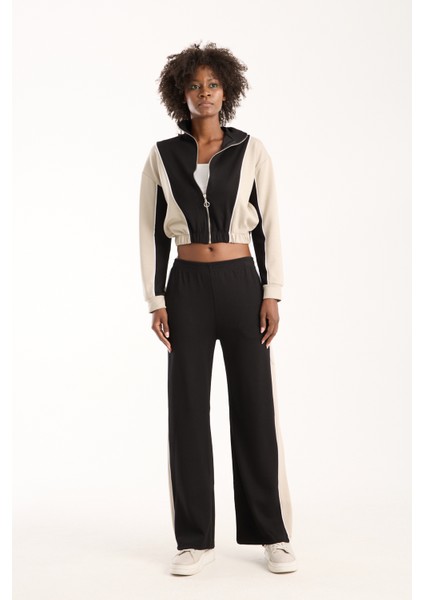 Urbnfıt Kadın Renk Bloklu Fermuarlı Rahat Kesim Eşofman Takımı / Women’s Relaxed Fit Tracksuit modelleri