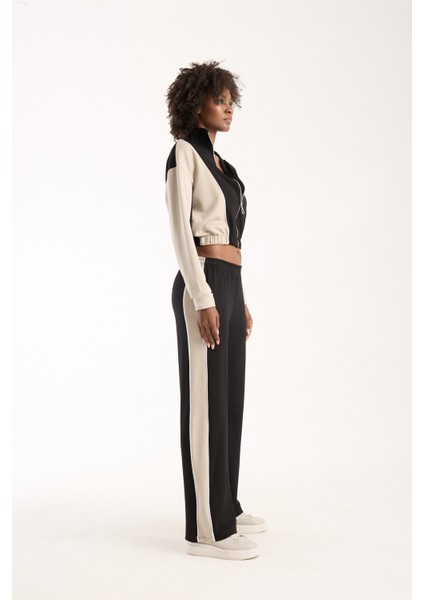 Urbnfıt Kadın Renk Bloklu Fermuarlı Rahat Kesim Eşofman Takımı / Women’s Relaxed Fit Tracksuit fırsatları