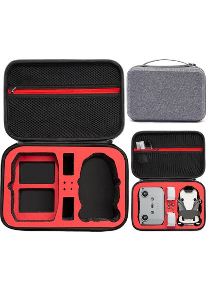 Djı Mini 4 Pro Fly More Combo Rc Drone Aksesuarları Saklama Çantası Darbeye Dalı Eva + Kumaş El Çantası - Gri+Kırmızı (Yurt Dışından)