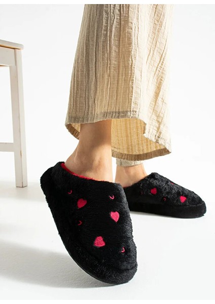 Love Kalp Desenli Peluş Içi Tüylü Kaydırmaz Taban Rahat Pofuduk Çeyiz Bohça Misafir Kadın Ev Terliği fiyatları
