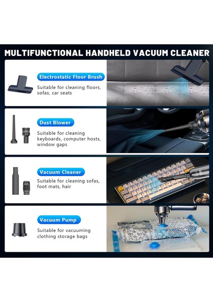 Turbo 16.000 Pa Emiş Gücü Uzun Şarj Süreli Araç Süpürgesi Ev Araba Şarjlı Süpürge fırsatları