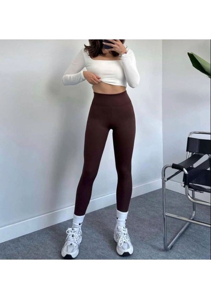 Sıkılaştırıcı Toparlayıcı Şardonlu Yüksek Bel Tayt