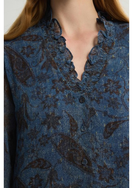 Uzun Kollu Desenli Mini Elbise Emp.lacivert 124L9664000 fiyatları