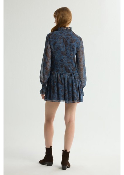 Uzun Kollu Desenli Mini Elbise Emp.lacivert 124L9664000 indirimleri