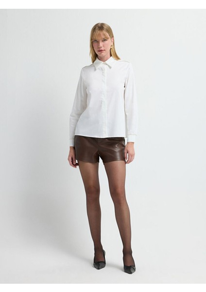 Taşlı Poplin Gömlek Beyaz 13045780001 modelleri