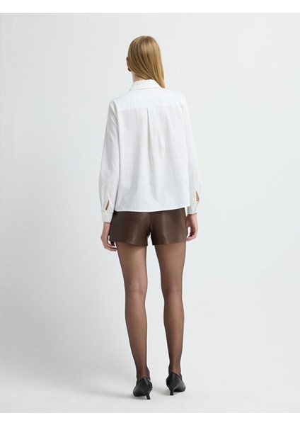 Taşlı Poplin Gömlek Beyaz 13045780001 indirimleri