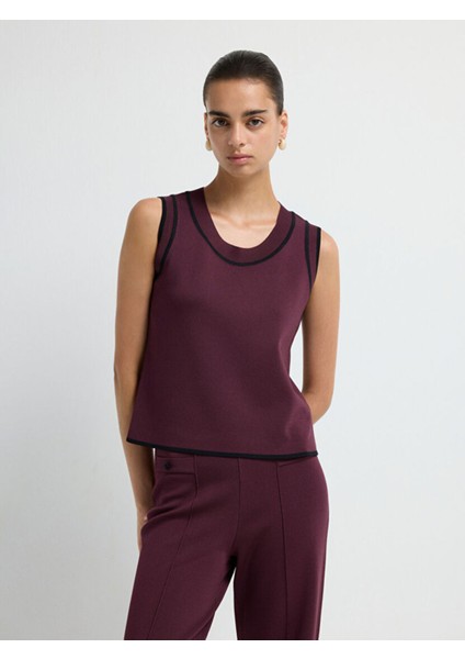 Şerit Detaylı Triko Bluz Murdum 11545586000