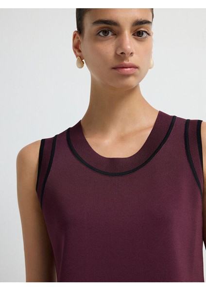 Şerit Detaylı Triko Bluz Murdum 11545586000 fiyatları