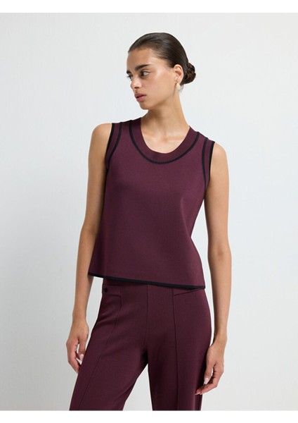 Şerit Detaylı Triko Bluz Murdum 11545586000 fırsatları