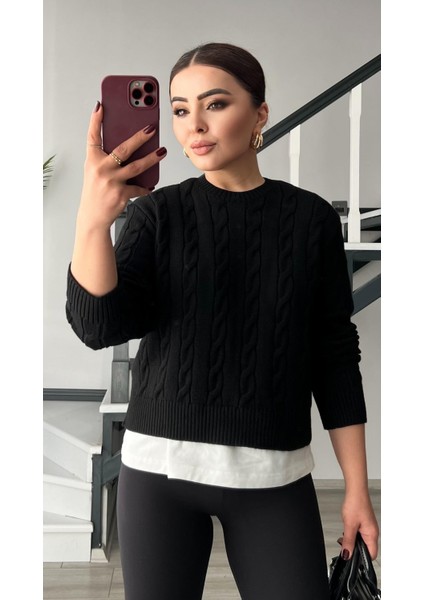 Siyah Saç Örgü Kazak fırsatları