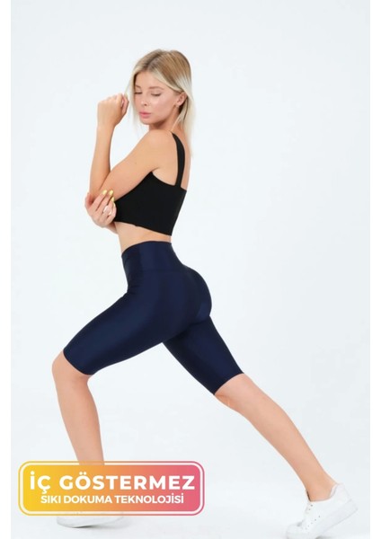 Enenstyle Fashıon Boutıque Yeni Sezon Özel Üretim Toparlayıcı Yüksek Bel Parlak Kumaş Iç Göstermeyen Dizüstü Spor Tayt