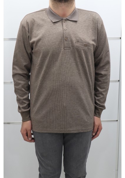 Fistan Store Erkek Çizgili Klasik Kesim Rahat Kalıp Polo Yaka Tek Cepli Kışlık Kazak